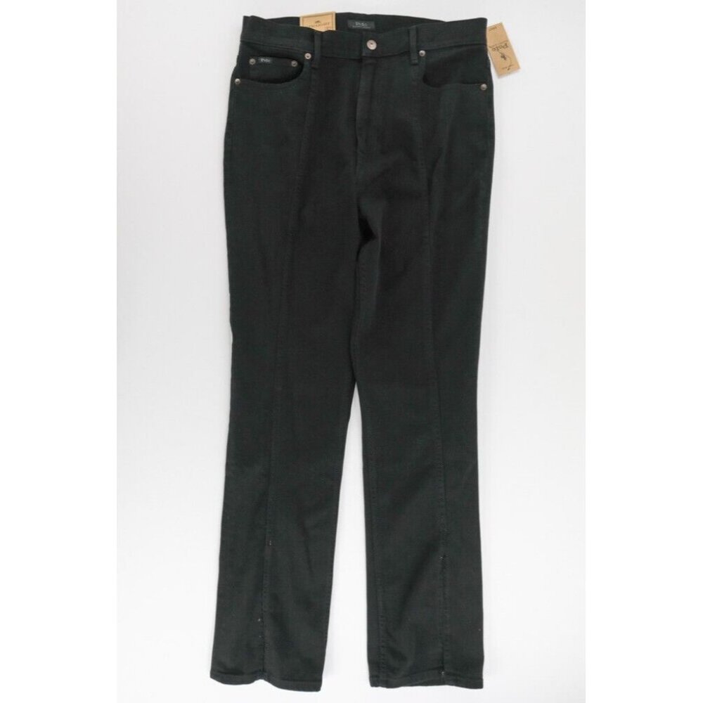 Polo Ralph Lauren Sz. 32 Black Slim Straight Split Hem Jeans 34x33 Western $198 - Picture 2 of 11